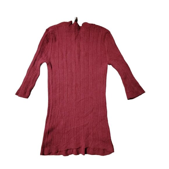 Vince Textured Ribbed‎ Knit Bodycon Dress Long Sleeve XS Red Classic Wool EUC - Picture 2 of 7